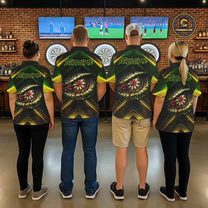 Yellow & Green Cobra Snake Dart Shirts for Men Custom Dart Team Jersey Polo & 1/4-Zip Dart Outfit DHT22