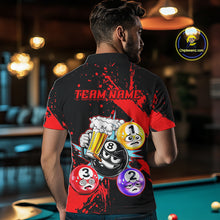 Load image into Gallery viewer, Custom Red Funny 8 Ball Pool Billiard Team Shirts for Men Billiard League Jersey Polo &amp;1/4 Zip BHT2