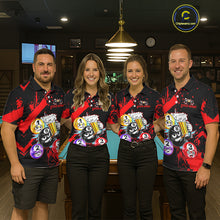 Load image into Gallery viewer, Custom Red Funny 8 Ball Pool Billiard Team Shirts for Men Billiard League Jersey Polo &amp;1/4 Zip BHT2
