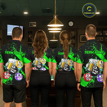 Load image into Gallery viewer, Custom Green Funny 8 Ball Pool Billiard Team Shirts for Men Billiard League Jersey Polo &amp;1/4 Zip BHT2