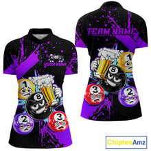 Load image into Gallery viewer, Custom Purple Funny 8 Ball Pool Billiard Team Shirts for Women Billiard League Jersey Polo &amp;1/4 Zip BHT2