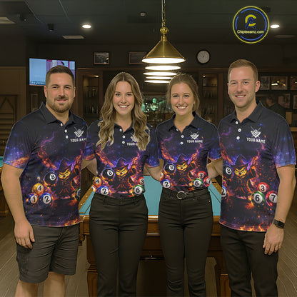 Custom Owl Witch Billiard Shirt for Men 8 Ball Billiard Jersey Pool Shirt Polo & 1/4 Zip Unisex BHT3
