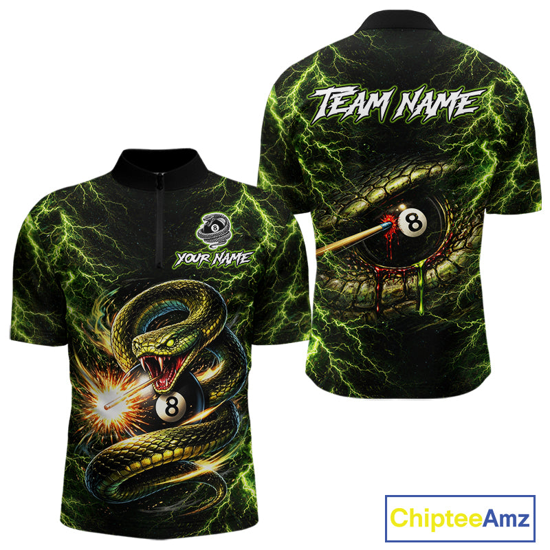 Custom Green Cobra Snake Billiard Jersey for Men 8 Ball Billiard Shirt for Team Polo & 1/4 Zip BHT8