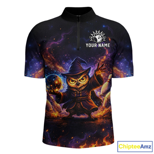 Custom Witch Owl Bowling Team Shirt Funny Bowling League Jersey Outfit for Men QZT864