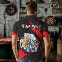 Load image into Gallery viewer, Custom Red Skeleton Dart Jersey for Team Polo &amp; 1/4 Zip Beer Dartboard Shirts Dart Jerseys Gift for Men DHT3