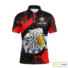 Load image into Gallery viewer, Custom Red Skeleton Dart Jersey for Team Polo &amp; 1/4 Zip Beer Dartboard Shirts Dart Jerseys Gift for Men DHT3