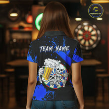 Load image into Gallery viewer, Custom Blue Skeleton Dart Jersey for Team Polo &amp; 1/4 Zip Beer Dartboard Shirts Dart Jerseys Gift for Women DHT3