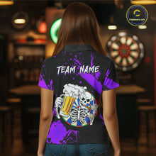 Load image into Gallery viewer, Custom Purple Skeleton Dart Jersey for Team Polo &amp; 1/4 Zip Beer Dartboard Shirts Dart Jerseys Gift for Women DHT3