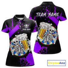 Load image into Gallery viewer, Custom Purple Skeleton Dart Jersey for Team Polo &amp; 1/4 Zip Beer Dartboard Shirts Dart Jerseys Gift for Women DHT3