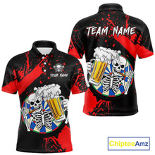 Load image into Gallery viewer, Custom Red Skeleton Dart Jersey for Team Polo &amp; 1/4 Zip Beer Dartboard Shirts Dart Jerseys Gift for Men DHT3
