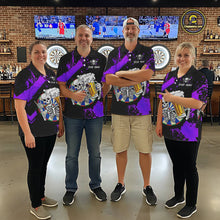 Load image into Gallery viewer, Custom Purple Skeleton Dart Jersey for Team Polo &amp; 1/4 Zip Beer Dartboard Shirts Dart Jerseys Gift for Women DHT3