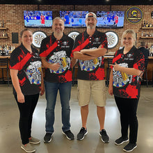 Load image into Gallery viewer, Custom Red Skeleton Dart Jersey for Team Polo &amp; 1/4 Zip Beer Dartboard Shirts Dart Jerseys Gift for Men DHT3