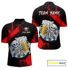 Load image into Gallery viewer, Custom Red Skeleton Dart Jersey for Team Polo &amp; 1/4 Zip Beer Dartboard Shirts Dart Jerseys Gift for Men DHT3
