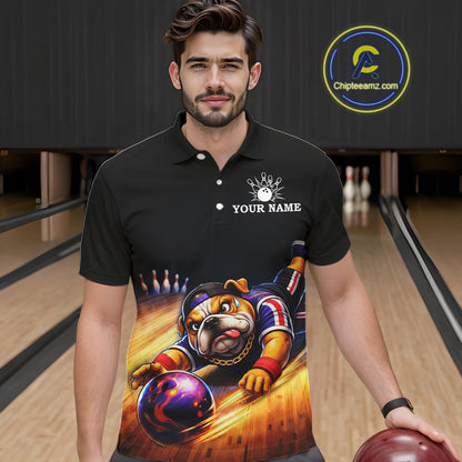 Funny Bulldog Bowling Shirt for Team Custom Polo & 1/4 Zip Bowling Jersey for Men QZT913