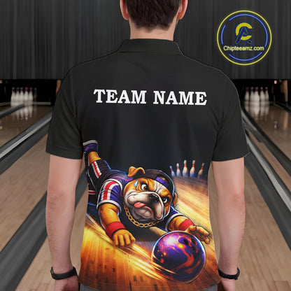 Funny Bulldog Bowling Shirt for Team Custom Polo & 1/4 Zip Bowling Jersey for Men QZT913
