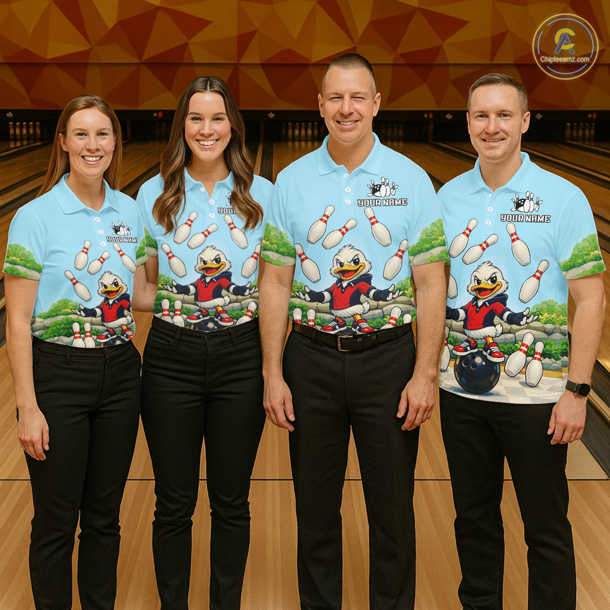 Personalized Funny Duck Bowling Team Shirt for Women Bowling Jersey Performance Polo & 1/4-Zip QZT45