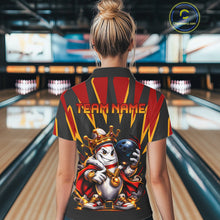 Load image into Gallery viewer, Person wearing a bowling-themed shirt with 'Team Name' text in a bowling alley.