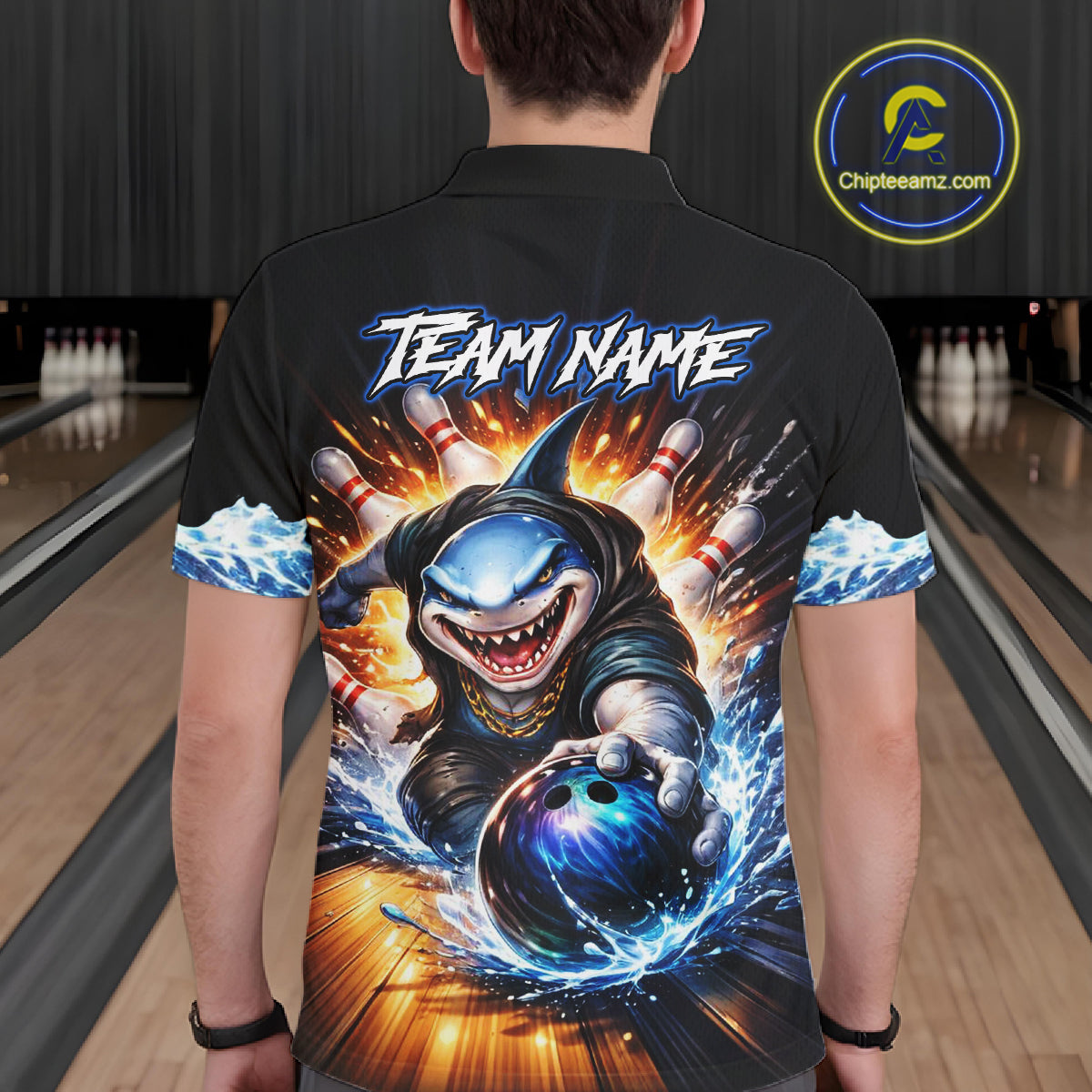 Personalized Funny Shark Bowling Team Shirt Bowling Jersey for Men Polo & Quarter-Zip QZT948