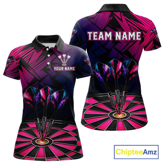 Personalized Pink Dart Shirt for Women Team Dart Jersey Dartboard Shirt Polo & Quarter-Zip DHT12