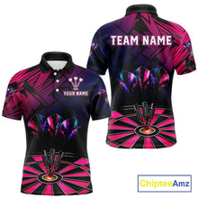 Load image into Gallery viewer, Personalized Pink Dart Shirt for Men Team Dart Jersey Dartboard Shirt Polo &amp; Quarter-Zip DHT12