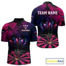 Load image into Gallery viewer, Personalized Pink Dart Shirt for Men Team Dart Jersey Dartboard Shirt Polo &amp; Quarter-Zip DHT12