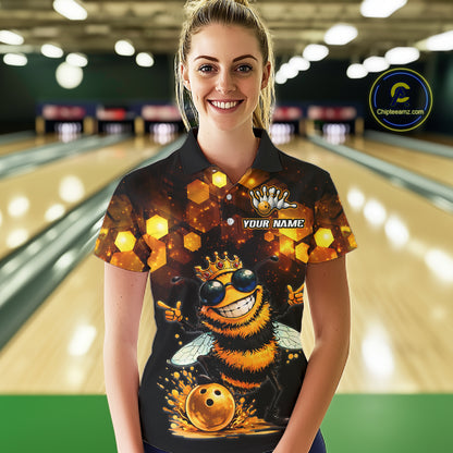 Funny Bee Bowling Shirt for Women Custom Bowling Team Jersey Bowling Outfit Gift for Bowlers QZT952