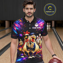 Load image into Gallery viewer, Custom Neon Funny Chicken Bowling Team Jersey for Men Bowling Shirt Bowling Tournament Polo &amp; 1/4-Zip QZT956
