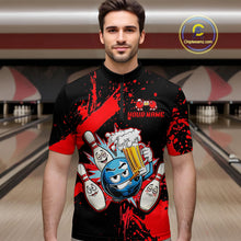 Load image into Gallery viewer, Custom Red Funny Beer Bowling Shirt for Men Bowling League Jersey Polo 1/4 Zip Bowling Outfit QZT822