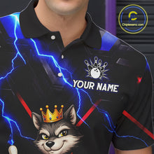 Load image into Gallery viewer, Custom Funny King Wolf Bowling Shirt for Men Crown Bowling Jersey Thunder Bowling Shirt Polo &amp; Quarter-Zip QZT962