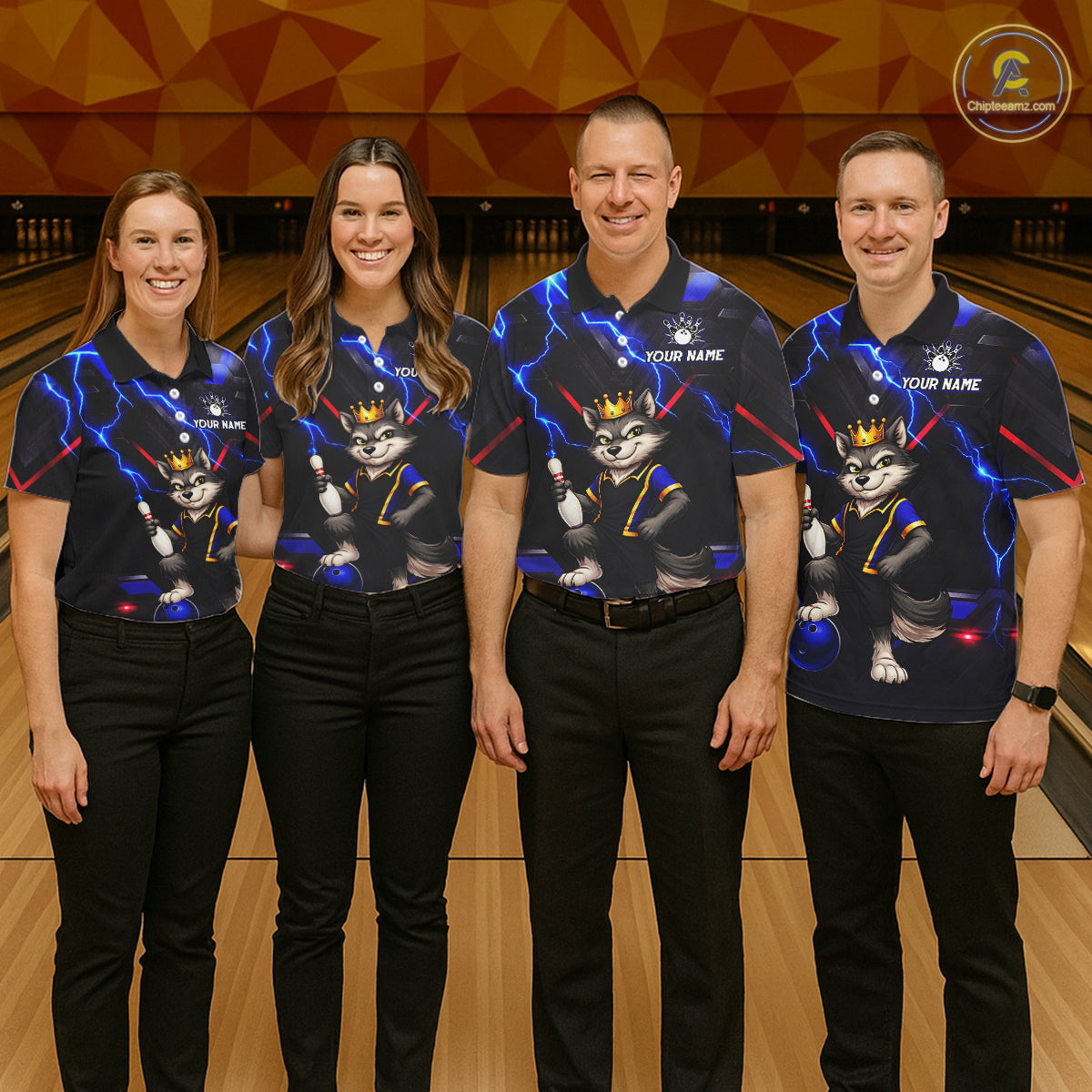Custom Funny King Wolf Bowling Shirt for Women Crown Bowling Jersey Thunder Bowling Shirt Polo & Quarter-Zip QZT962