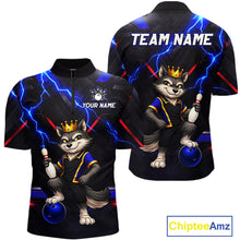 Load image into Gallery viewer, Custom Funny King Wolf Bowling Shirt for Men Crown Bowling Jersey Thunder Bowling Shirt Polo &amp; Quarter-Zip QZT962