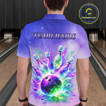 Load image into Gallery viewer, Custom Aurora Bowling Team Shirt Neon Glow Bowling Jersey Cosmic Galaxy Bowling Uniform for Men QZT966