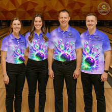 Load image into Gallery viewer, Custom Aurora Bowling Team Shirt Neon Glow Bowling Jersey Cosmic Galaxy Bowling Uniform for Men QZT966