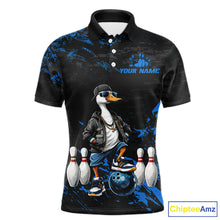 Load image into Gallery viewer, Personalized Blue Funny Goose Bowling Team Shirt for Men Bowling League Jersey Polo &amp; 1/4-Zip QZT877
