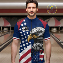 Load image into Gallery viewer, Custom US Flag Eagle Bowling Team Shirt for Men Bowling League Jersey Polo &amp; Quarter-Zip QZT816