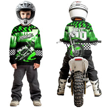 Load image into Gallery viewer, Personalized Green Motocross Jersey for Adult Kids Extreme Racing Shirt Dirt Bike Clothes MHT125