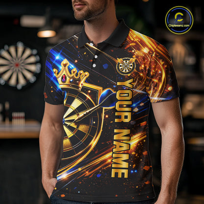Custom King Crown Dartboard Shirt for Men Dart League Jersey Neon Dartboard Shirt DHT34