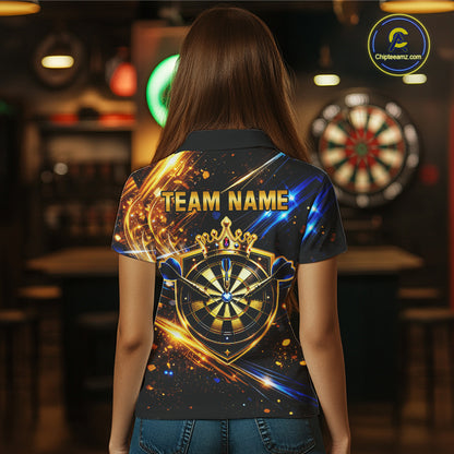 Custom King Crown Dartboard Shirt for Women Dart League Jersey Neon Dartboard Shirt DHT34