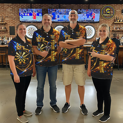 Custom King Crown Dartboard Shirt for Men Dart League Jersey Neon Dartboard Shirt DHT34
