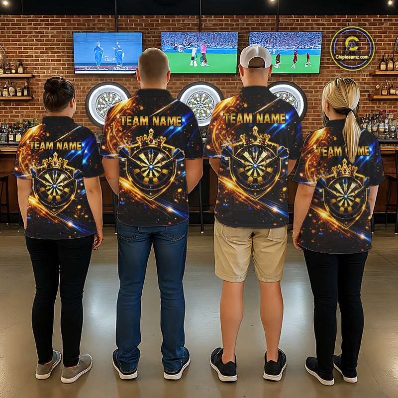 Custom King Crown Dartboard Shirt for Men Dart League Jersey Neon Dartboard Shirt DHT34