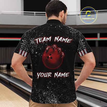 Custom American Flag Bowling Shirt Tiger Bowling Jersey League Polo & 1/4 Zip Bowling for Men QZT835