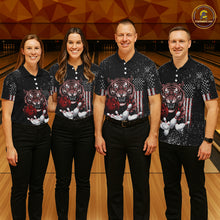 Load image into Gallery viewer, Custom American Flag Bowling Shirt Tiger Bowling Jersey League Polo &amp; 1/4 Zip Bowling for Men QZT835