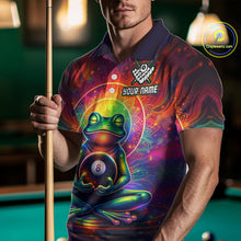 Load image into Gallery viewer, Custom Zen Frog Billiard Shirt for Men 8 Ball Meditation Style Billiard Jersey Pool Shit BHT13