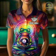Load image into Gallery viewer, Custom Zen Frog Billiard Shirt for Women 8 Ball Meditation Style Billiard Jersey Pool Shit BHT13
