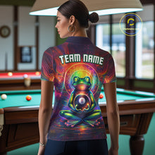 Load image into Gallery viewer, Custom Zen Frog Billiard Shirt for Women 8 Ball Meditation Style Billiard Jersey Pool Shit BHT13