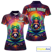 Load image into Gallery viewer, Custom Zen Frog Billiard Shirt for Women 8 Ball Meditation Style Billiard Jersey Pool Shit BHT13