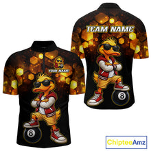 Load image into Gallery viewer, Custom Black &amp; Gold Funny Duck Billiard Shirt for Men Billiard Jersey League 8 Ball Pool for Couples BHT14