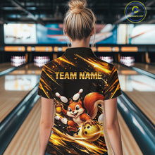 Load image into Gallery viewer, Back &amp; Gold Squirrel Bowling Team Shirt for Women Custom Funny Bowling Jersey Polo &amp; 1/4-Zip QZT980