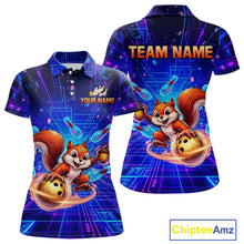 Load image into Gallery viewer, Custom Neon Funny Squirrel Bowling Shirt for Women Bowling Team Jersey Polo &amp; Quarter-Zip Bowling Outfit QZT981