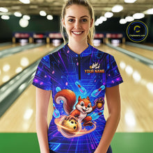 Load image into Gallery viewer, Custom Neon Funny Squirrel Bowling Shirt for Women Bowling Team Jersey Polo &amp; Quarter-Zip Bowling Outfit QZT981